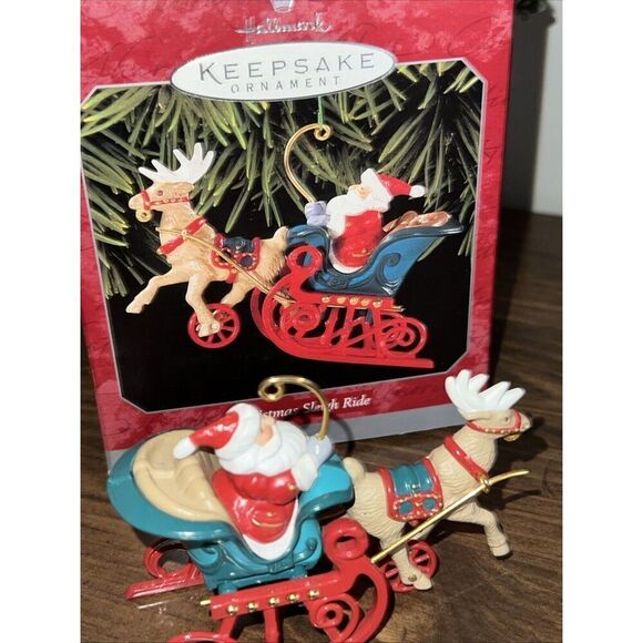 Vintage 1998 Hallmark Keepsake Christmas Ornament Santa Sleigh Ride - Picture 5 of 7